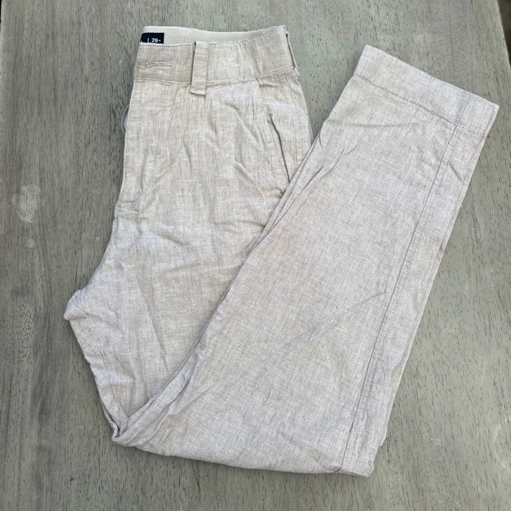 Abercrombie & Fitch Mens 29x30 Straight Stretch Linen Blend Pants Beige Oatmeal